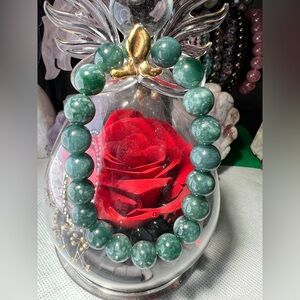 9.8MM Guatemala Jadeite Beaded Bracelet 6.5” Natural Color Crystal Quartz Stone